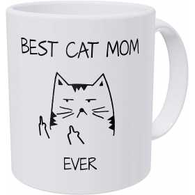 Cana alba din ceramica cu mesaj,pentru iubitorii de pisici,Best Cat Mom, model 9, 330 ml	