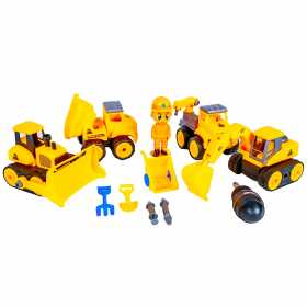 Set de joaca pentru copii, masinute demontabile, unelte, figurina si alte accesorii pentru copii, constructii, 39 x 31,5 x 11 cm