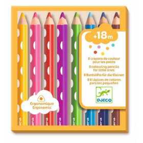 Creioane colorate pentru bebe, Djeco, 8 buc