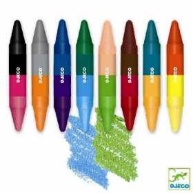 Creioane cerate de colorat duble , Djeco, 8 buc
