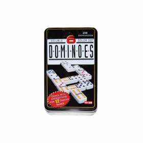 Domino din plastic in cutie de metal 19x11.5x3.5 cm