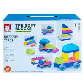 Cuburi constructii pentru copii, 77 piese, Multicolor