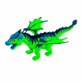 Dragon inaripat cu sunete si lumini, 35x24x13.5 cm, Verde
