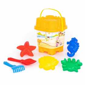Galetusa pentru nisip, sita, lopatica, grebla si alte accesorii de jucarie pentru copii, 7 piese